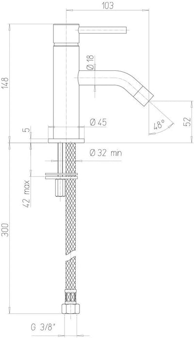 Paini 78YO205TC COX Mischbatterie, Mattschwarz Waschbecken, Waschbecken