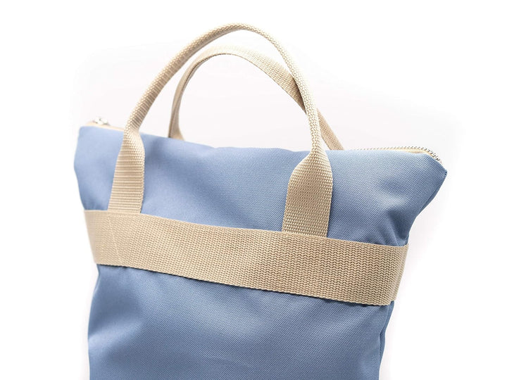 DIY Nähset/Nähpaket Rucksack/Shopper 37cm x 30cm Hellblau - beige mit Vordertasche