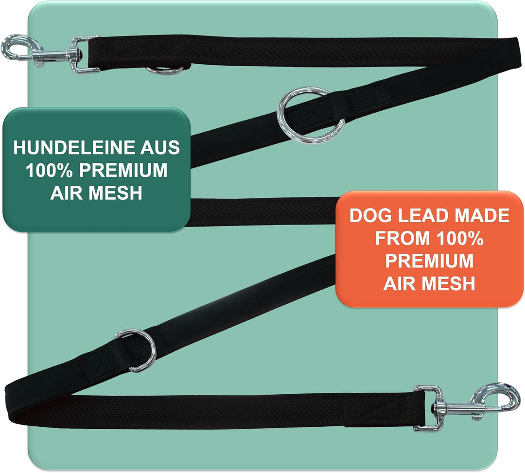 DEY - Premium Hundeleine Air Mesh 2m | 3fach Verstellbar | für Kleine, Mittelgrosse u. Grosse Hunde