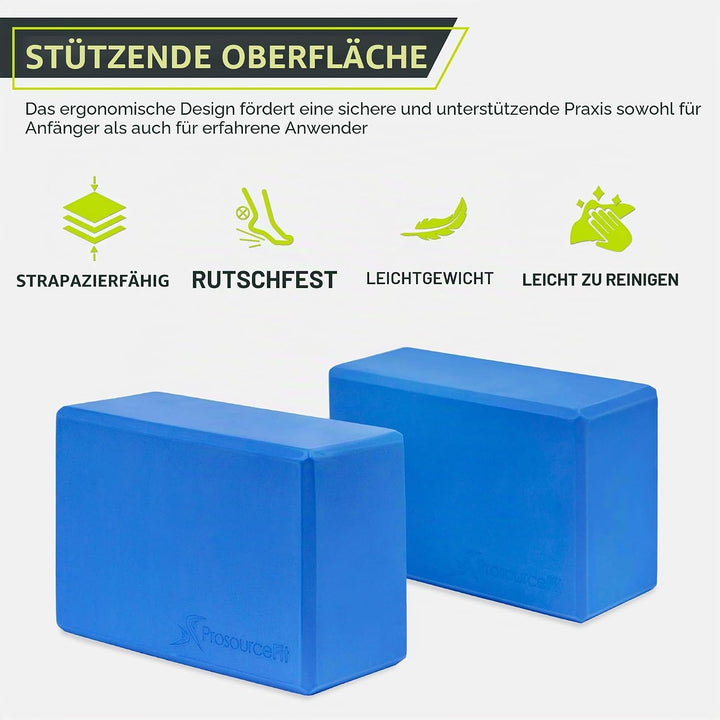 ProsourceFit Foam Yoga Blocks, High Density Eva Yoga Bricks (Set of 2), Aqua (Packung mit 2)