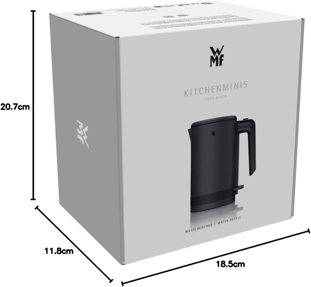 WMF KÜCHENminis Wasserkocher 0,8 Liter, Deep Black Design, 1.800 Watt, Verdecktes Heizelement aus Ed