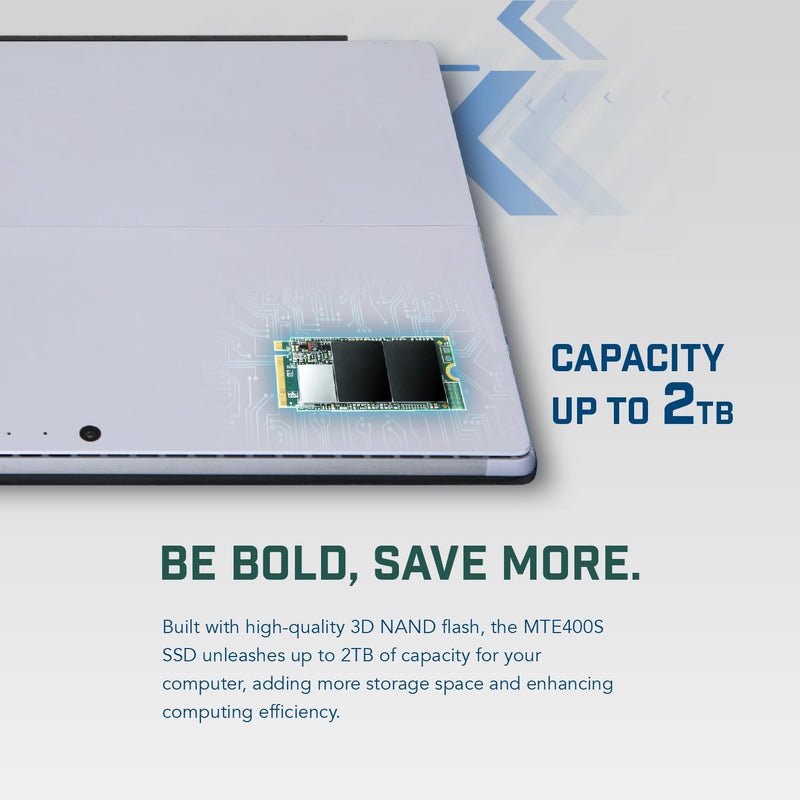 Transcend MTE400S 1 TB NVMe PCIe Gen3 x4 M.2 2242 Internal Solid State Drive (SSD) 3D TLC NAND (TS1T