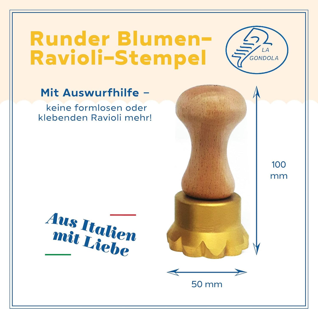 La Gondola Ravioli-Stempel - Rund Blume 50mm | Italienisches Pasta-Werkzeug für Zuhause und gewerbli
