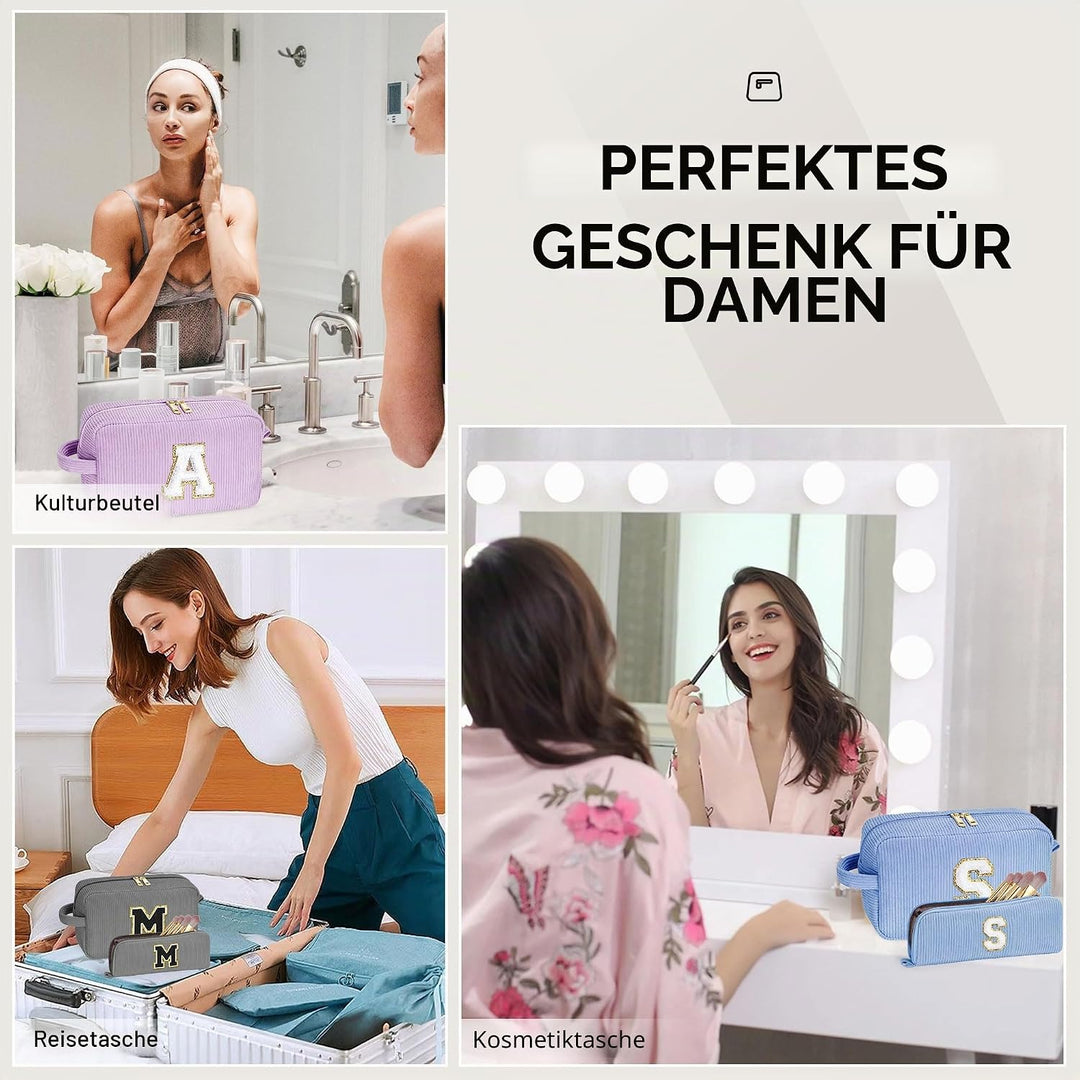 Parima Kosmetiktasche für Mädchen Damen - Lila Cord Kosmetiktasche Reise Kulturbeutel Schminktasche