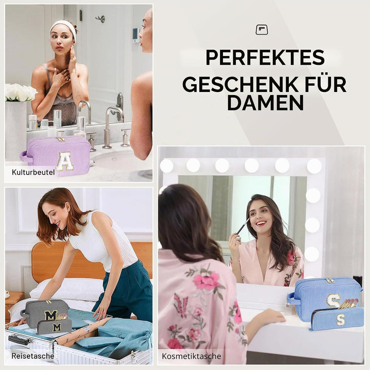 Parima Kosmetiktasche für Mädchen Damen - Lila Cord Kosmetiktasche Reise Kulturbeutel Schminktasche