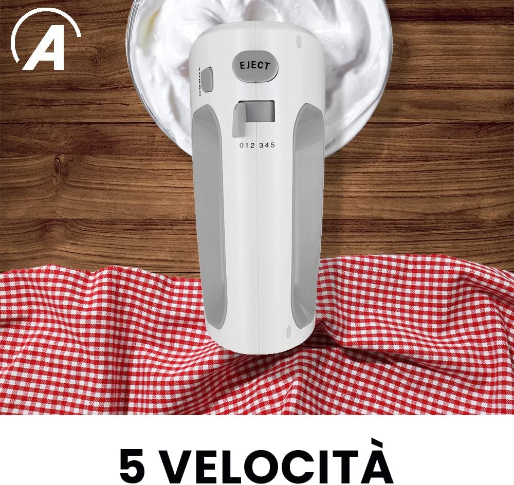 ARDES - ARSBAT01 Spinny Handmixer mit 5 Geschwindigkeiten und Turbo – Handmixer mit Schneebesen zum