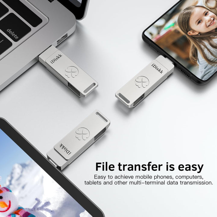 iDiskk 512GB Solid State USB Flash Drive, High Speed SSD Up to 500MB/s Fast USB-C and Gen 2 USB3.2 U