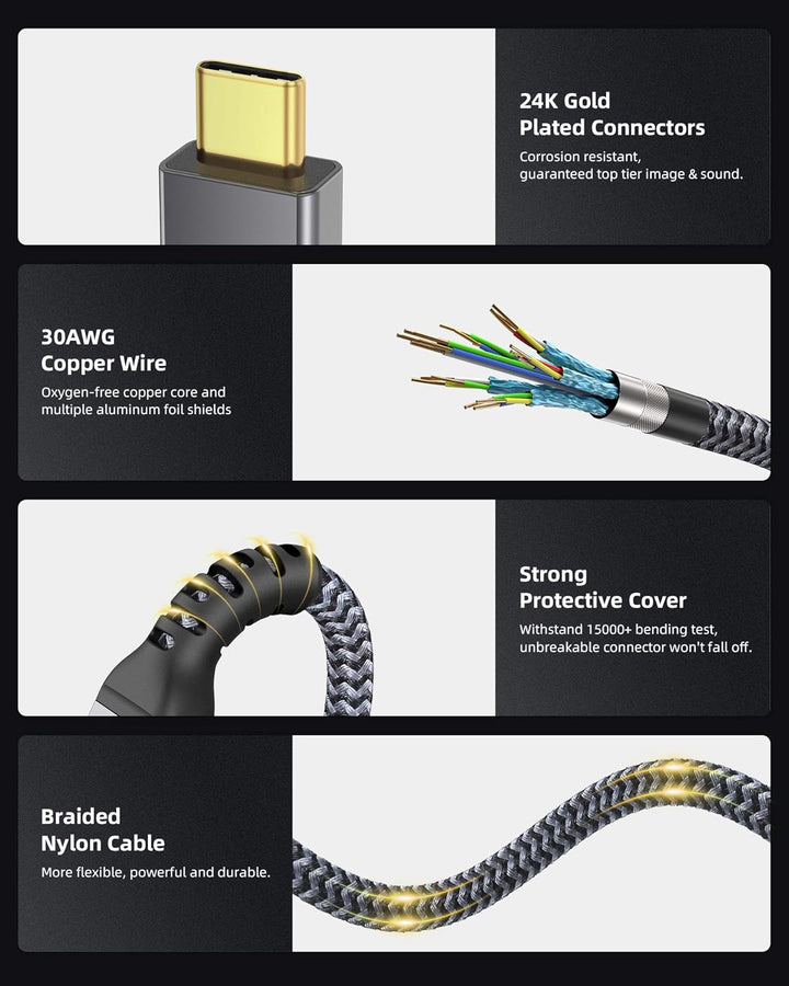Maxonar Thunderbolt 4 Kabel 1m/40Gbps, TB4 USB C 4.0 Kabel Unterstützt 1x8K 60hz oder doppelten 4K60