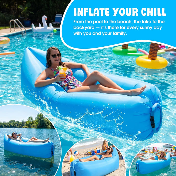 Aufblasbares Sofa, Tragbares Aufblasbarer wasserdichtes Lounger Schlafsack integriertem Seitentasche