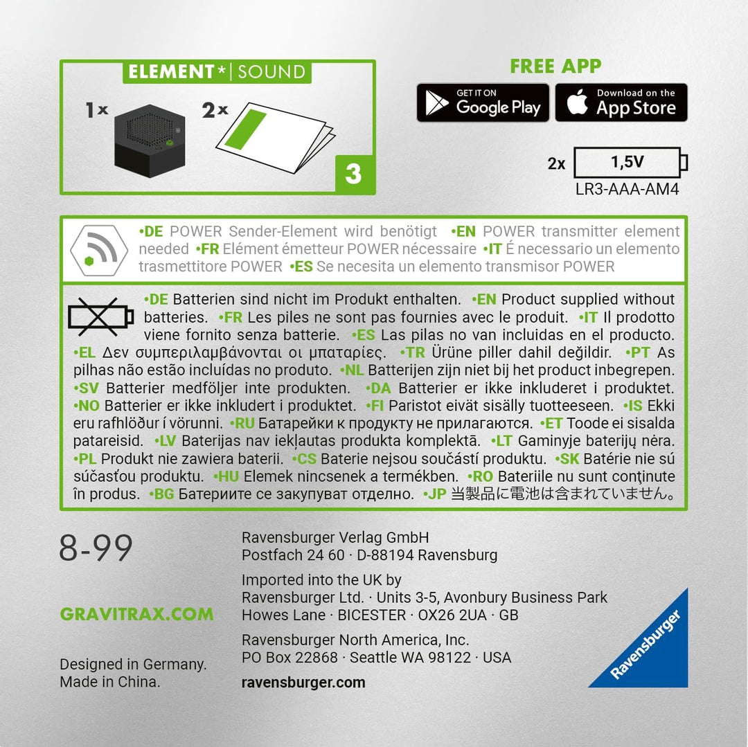 Ravensburger GraviTrax Power Element Sound 27466 - GraviTrax Erweiterung für Deine Kugelbahn - Murme