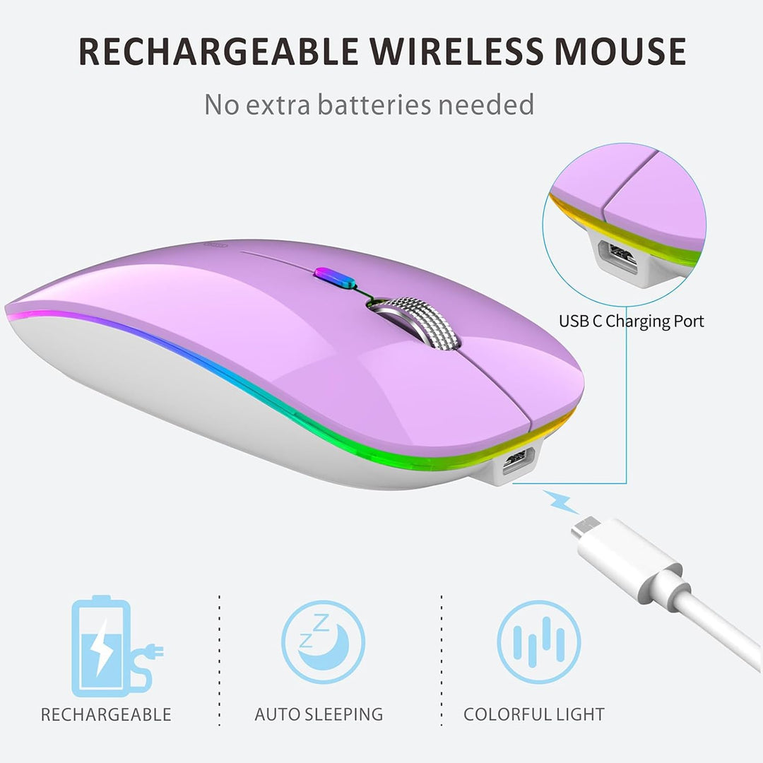 Uiosmuph G12 Maus Kabellos, LED 2.4G Leise Funkmaus Wiederaufladbar Wireless Mousemit Nano USB Empfä