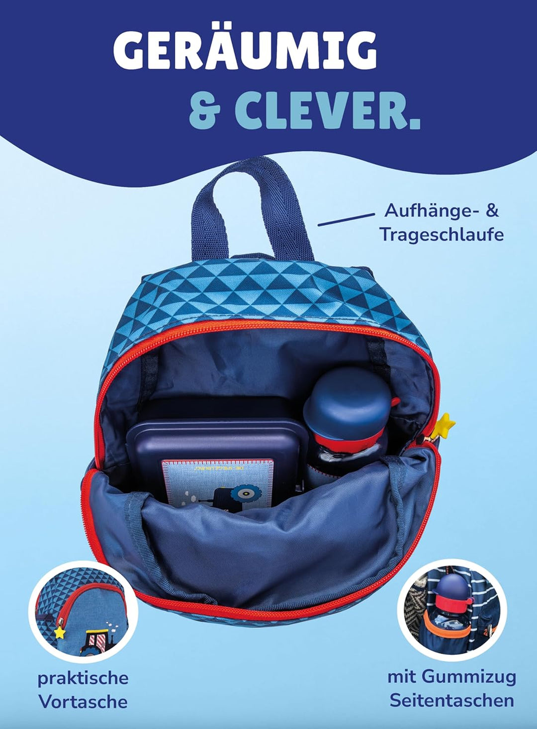 Spiegelburg Kindergarten Rucksack Set 4tlg. mit Turnbeutel, Brotdose und Trinkflasche Traktor, Trakt