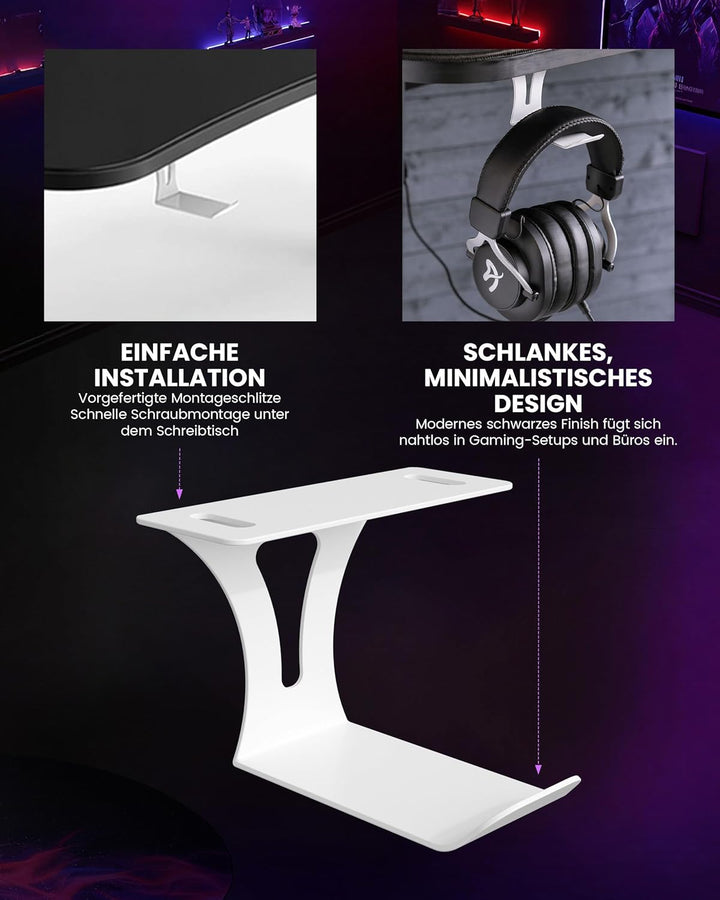 Arozzi Headset-Halterung Untertisch – Robuster Kopfhörerhalter aus Metall, Platzsparende Gaming-Head