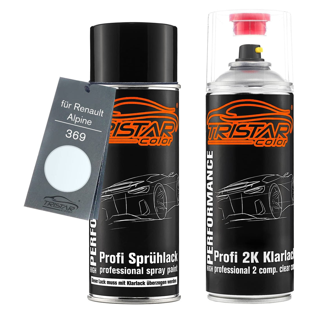 TRISTARcolor Autolack Spraydose für Renault/Alpine 369 Blanc Glacier +2K | Arktis Weiss, Set aus Bas