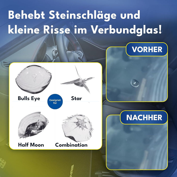 ATG® Steinschlag Reparaturset Windschutzscheibe - Universelles Auto Glas Reparatur Set - Professione