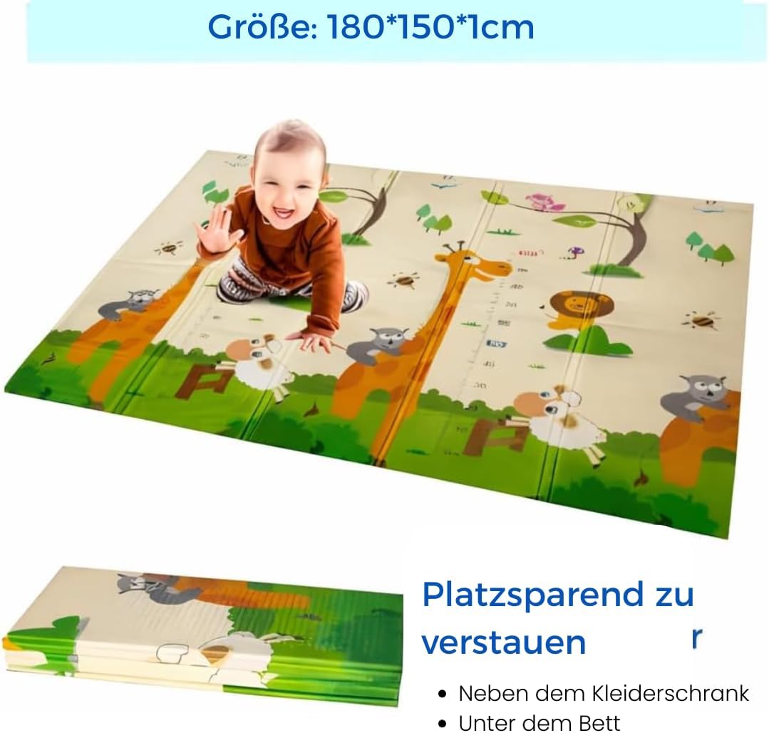 Edibaby, Krabbelmatte Baby, 180 x 150 cm, 1 cm Dicke, XPE Gepolstert, Teppich Spielmatte, Krabbeldec
