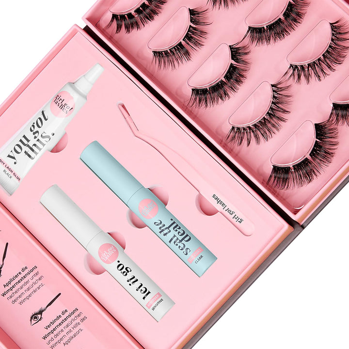 GirlGotLashes Starter Set And So It Begins - Drama Edition - Mit Wimpernkleber schwarz, Top Coat, Mi