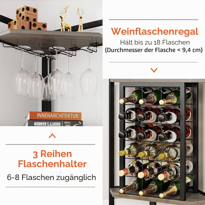 Tribesigns Weinregal Freistehender Boden,4-stöckiges Eck-Weinregal mit Glashalter & Weinaufbewahrung