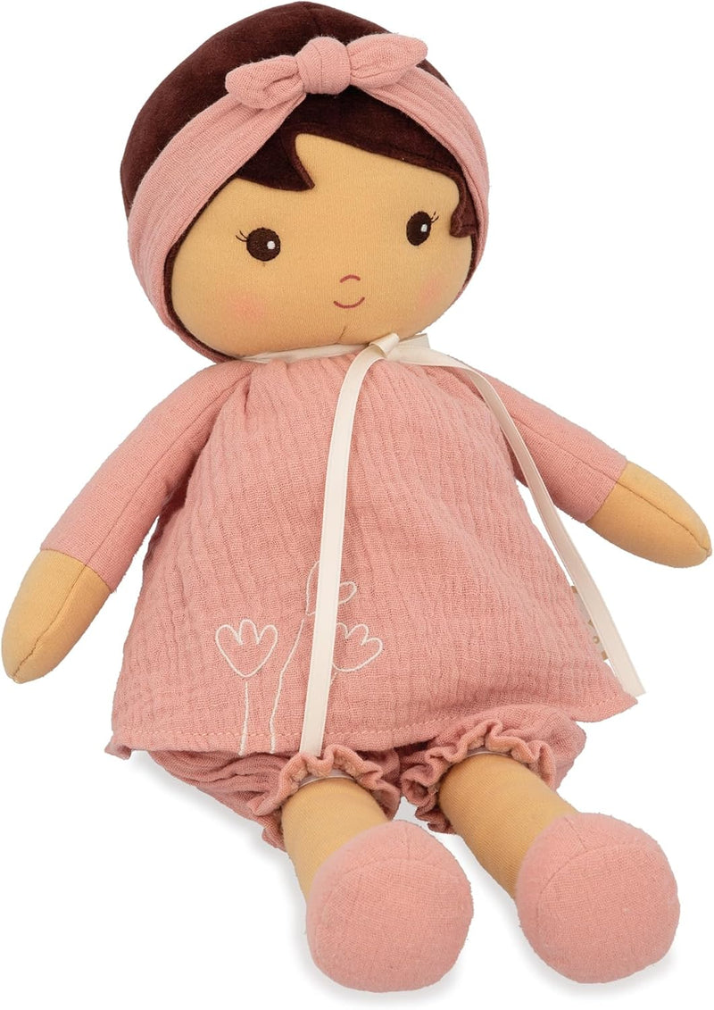 KALOO - Tendresse - Meine Erste Stoffpuppe Amandine - 40 cm Grosse Puppe - Musselinkleid - Dunkler T