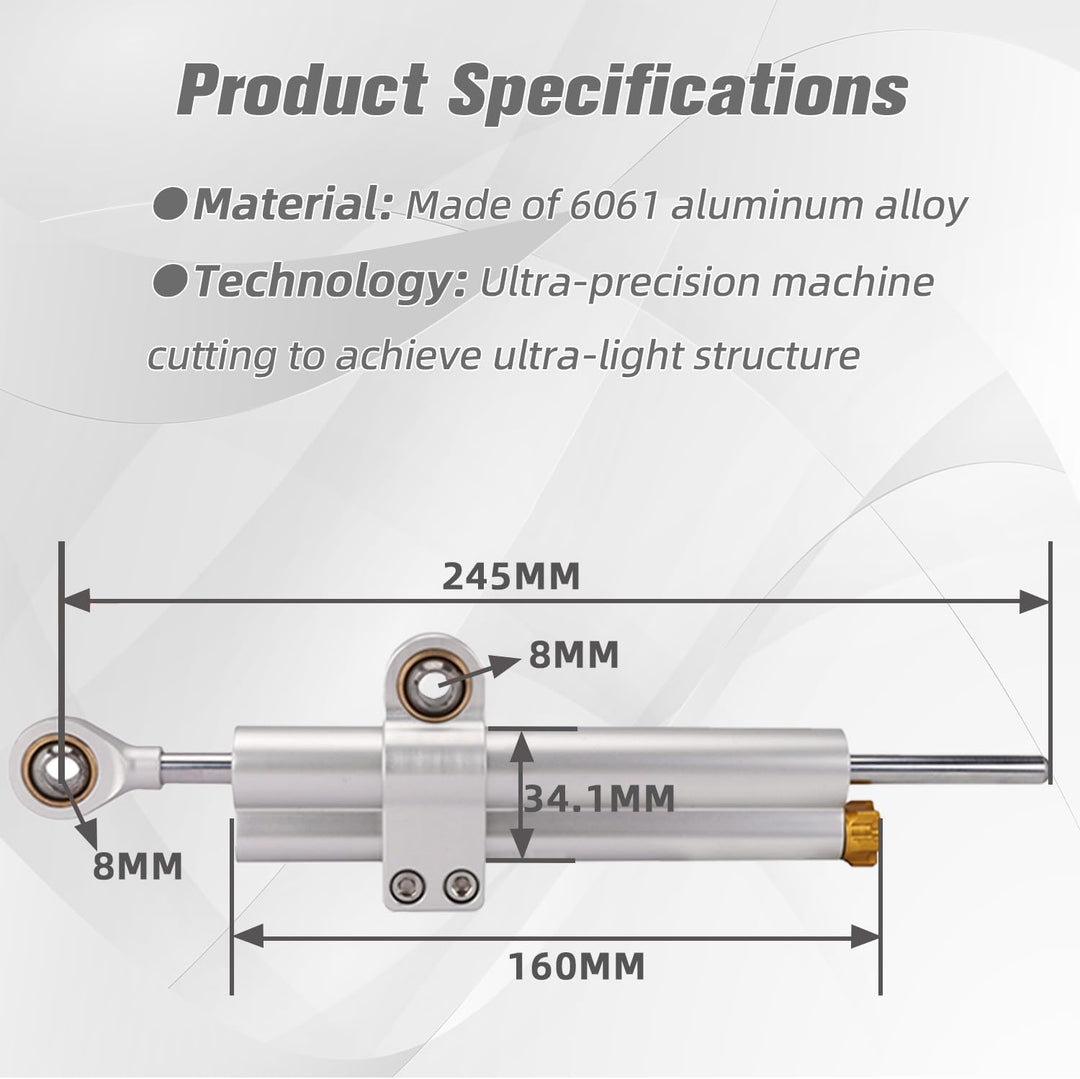 Lenkungsdämpfer Motorrad,CNC Aluminium Motorrad Lenkungsdämpfer Stabilisator Universal Einstellbar F