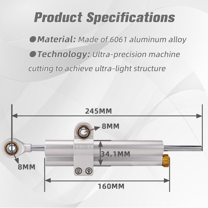 Lenkungsdämpfer Motorrad,CNC Aluminium Motorrad Lenkungsdämpfer Stabilisator Universal Einstellbar F