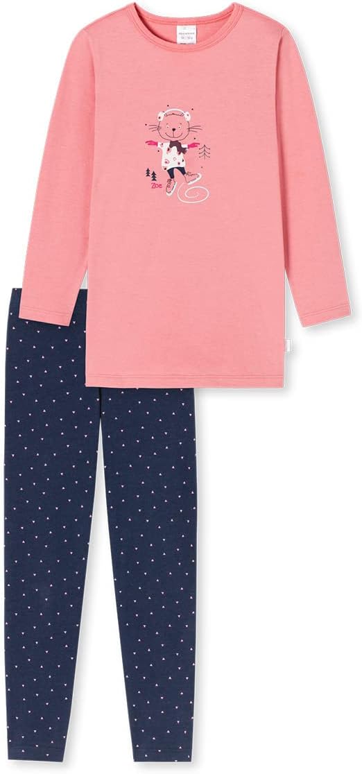 Schiesser Mädchen Schlafanzug lang – Einhorn, Sterne, Dots, Waldmotive und Hexen, Altrosa (rosa), 12