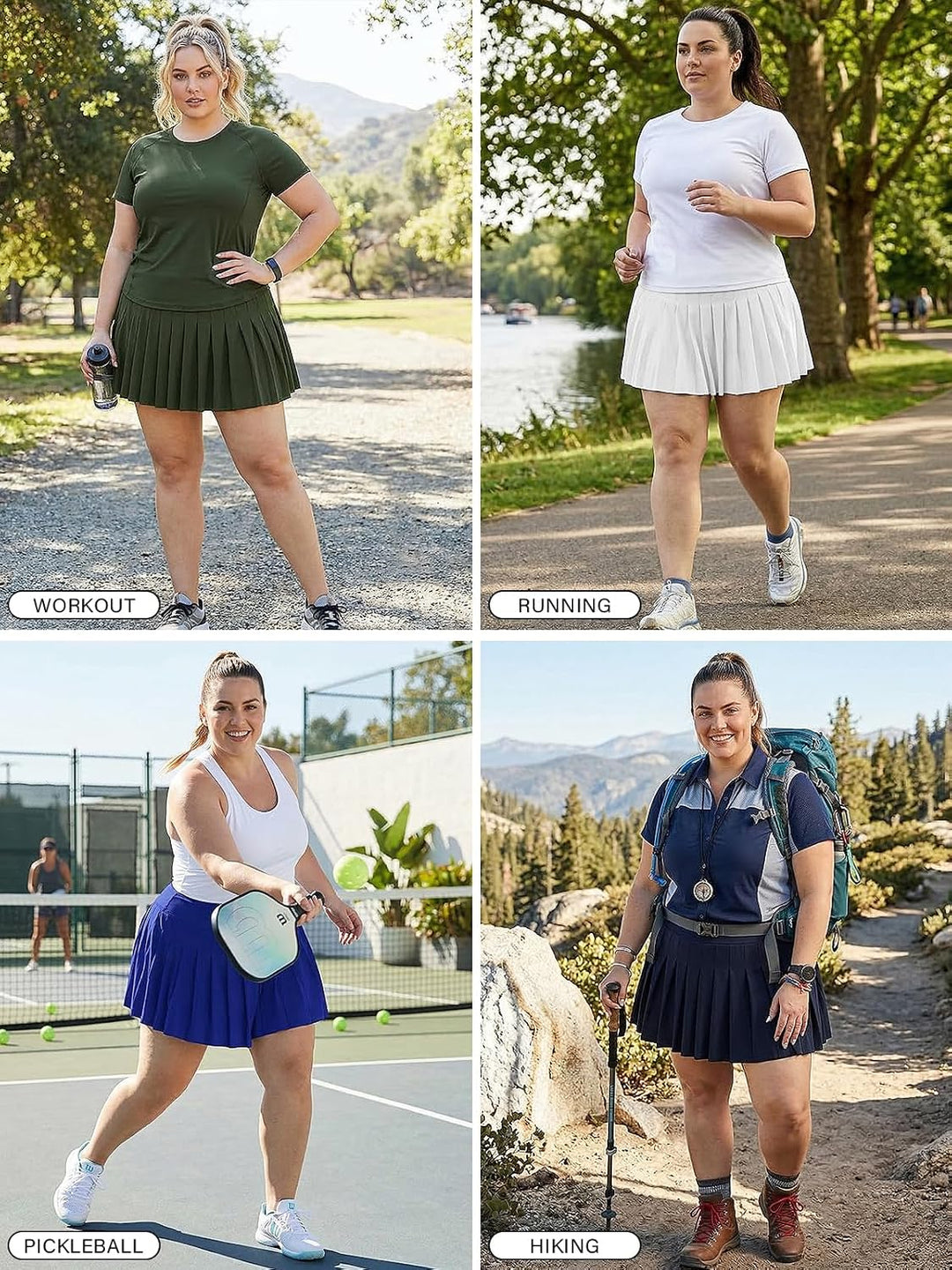 Moon Wood Damen Mini Rock Elastisch Hohe Taille Solid Basic Gefaltet Röcke Tennis Skater Skirt Kurz
