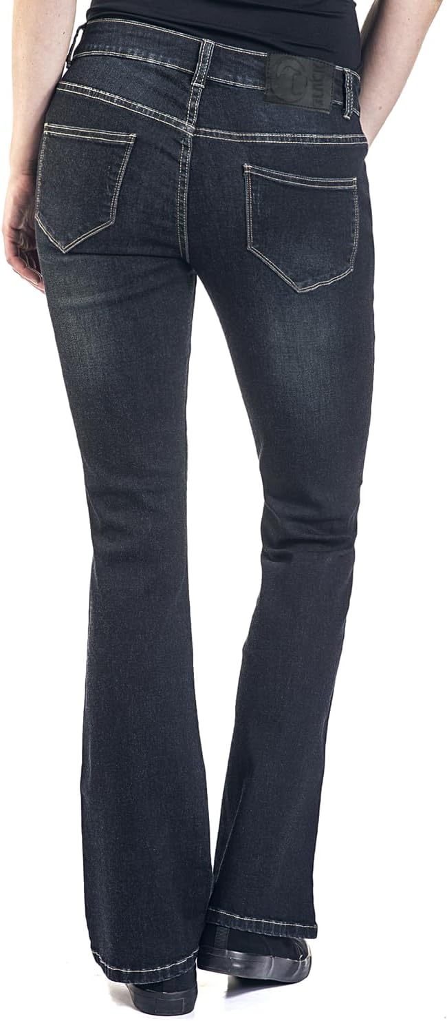 Black Premium by EMP Damen dunkelblaue Jeans mit Waschung und Schlag W29L30
