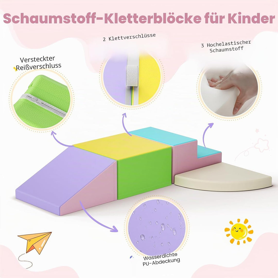 Baby-Schaumstoffbausteine, XXL Softplay-Set für Kleinkinder von 1–3 Jahren, Baby-Kletterturm mit Rut