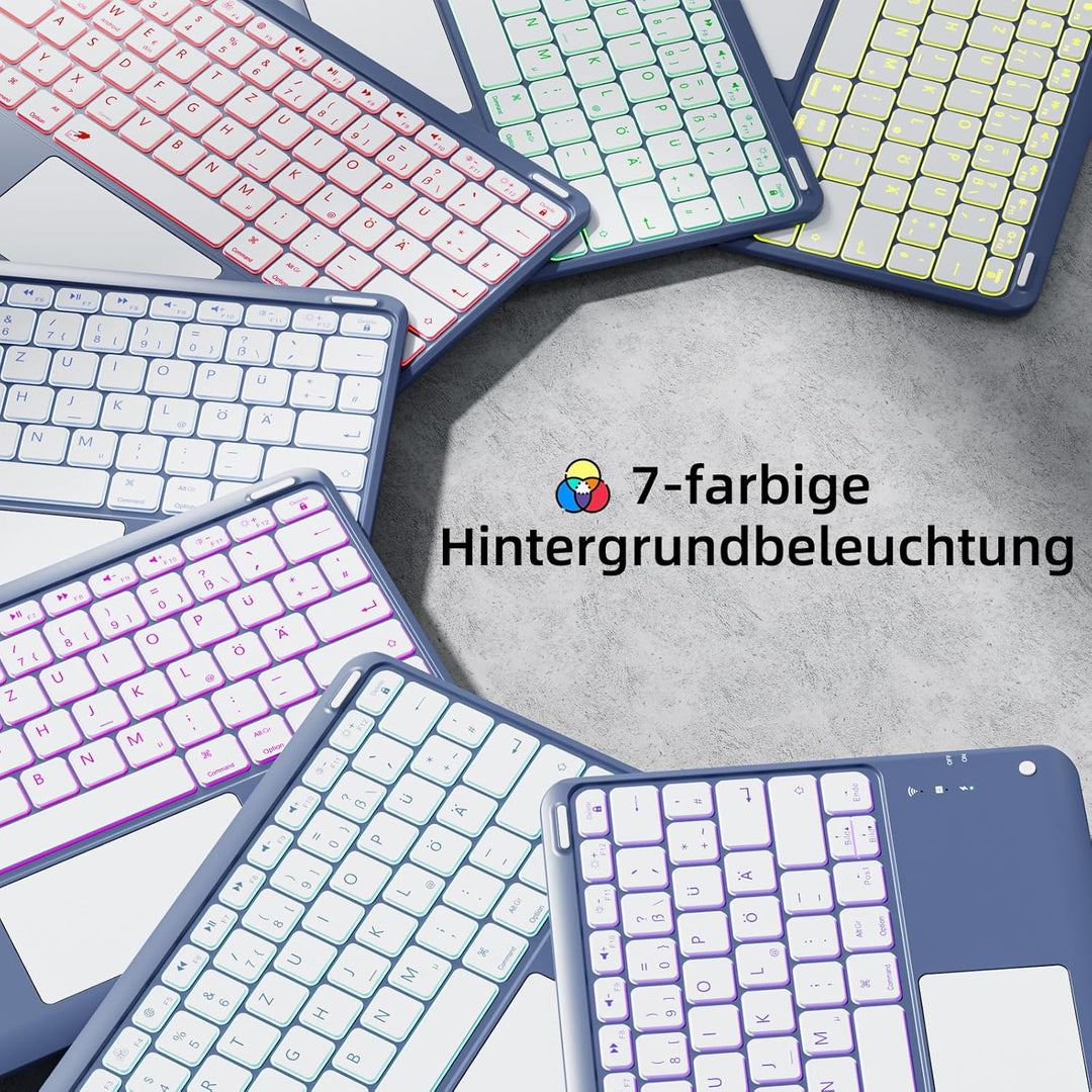 Vobafe Hülle mit Tastatur für iPad Air 13 Zoll 2025 M3/2024 M2, iPad Pro 12.9 (3. 4. 5. 6. Gen), QWE