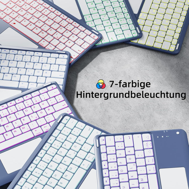 Vobafe Hülle mit Tastatur für iPad Air 13 Zoll 2025 M3/2024 M2, iPad Pro 12.9 (3. 4. 5. 6. Gen), QWE