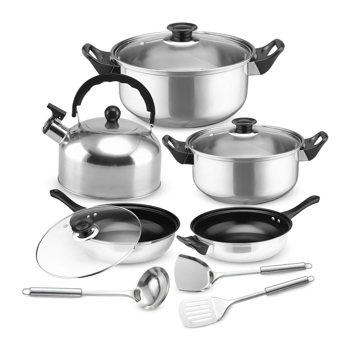 Retoo Topf und Pfannenset Induktion 11-teilig Kochtopf Set mit Glasdeckel, Wasserkocher, Topfset Ede