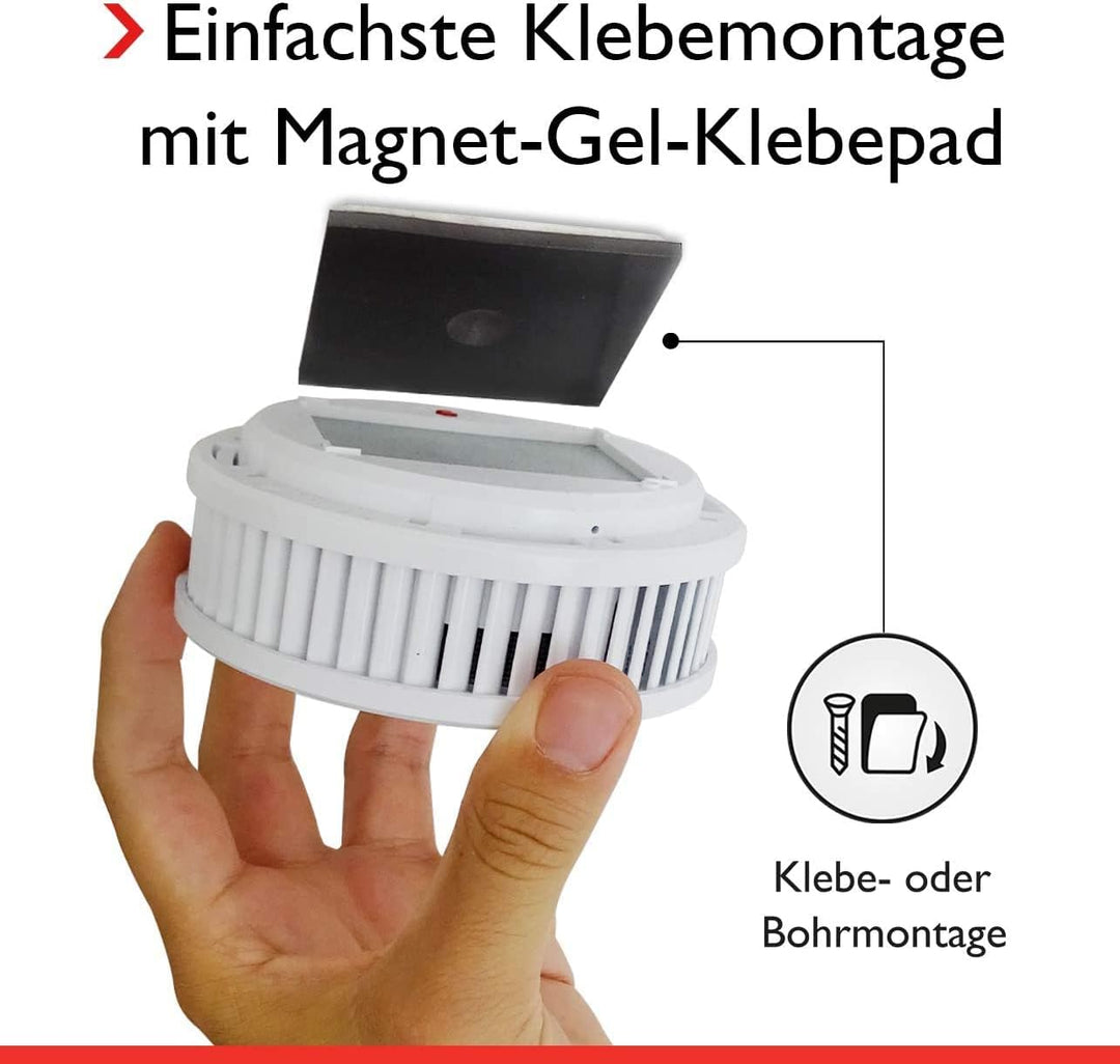 Pyrexx PX-1 • 1 Stück • Rauchmelder 10 Jahre Batterie mit Magnet-Halterung ohne Bohren und LED-Blink