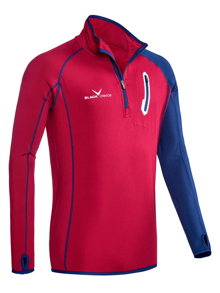 Black Crevice Herren Microfleece Pullover Second Layer Midlayer BCR297137 Blood Red/Steel Blue XXL,