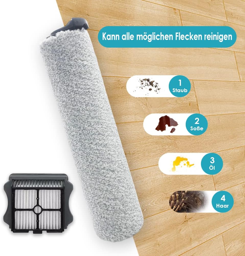 Ersatz-Bürstenwalze und Staubsaugerfilter für Tineco FLOOR ONE S5 STEAM Akku-Nass-Trocken-Staubsauge