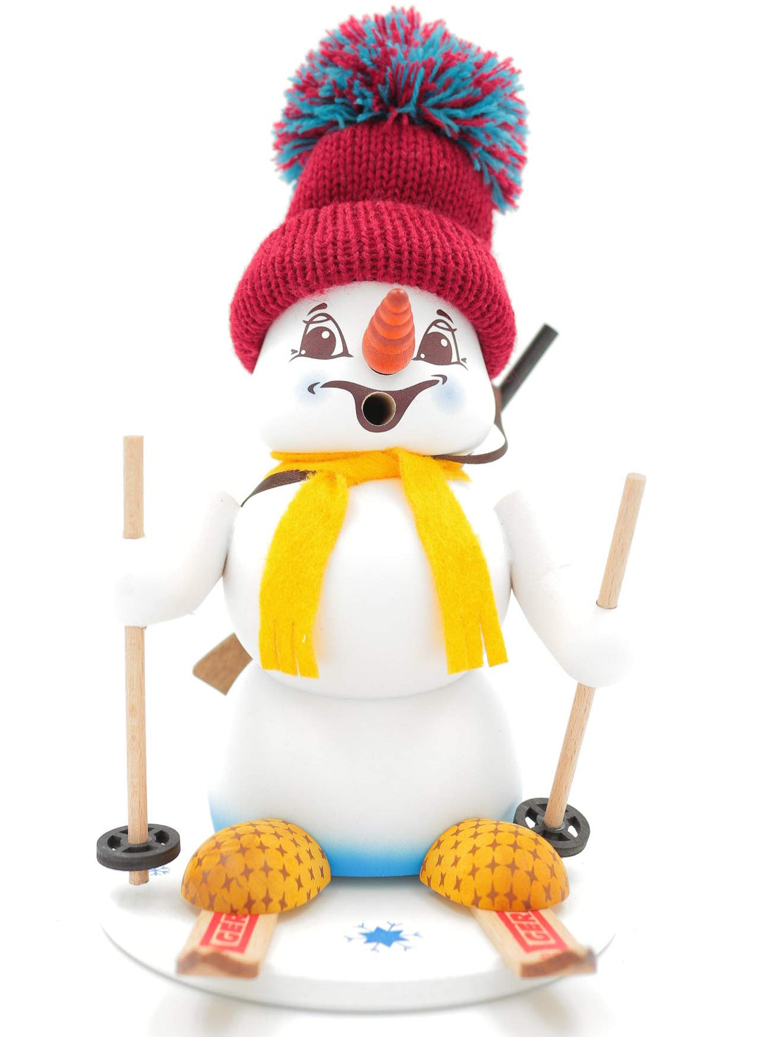 Kuhnert - Erzgebirgische Holzkunst Räuchermann Räucherfigur Schneemann 19cm - Biathlon, Biathlon