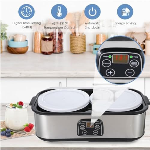 Pyhodi Joghurtbereiter mit Automatischer Temperaturregelung (0–48 Uhr), Digitaler Joghurtbereiter mi