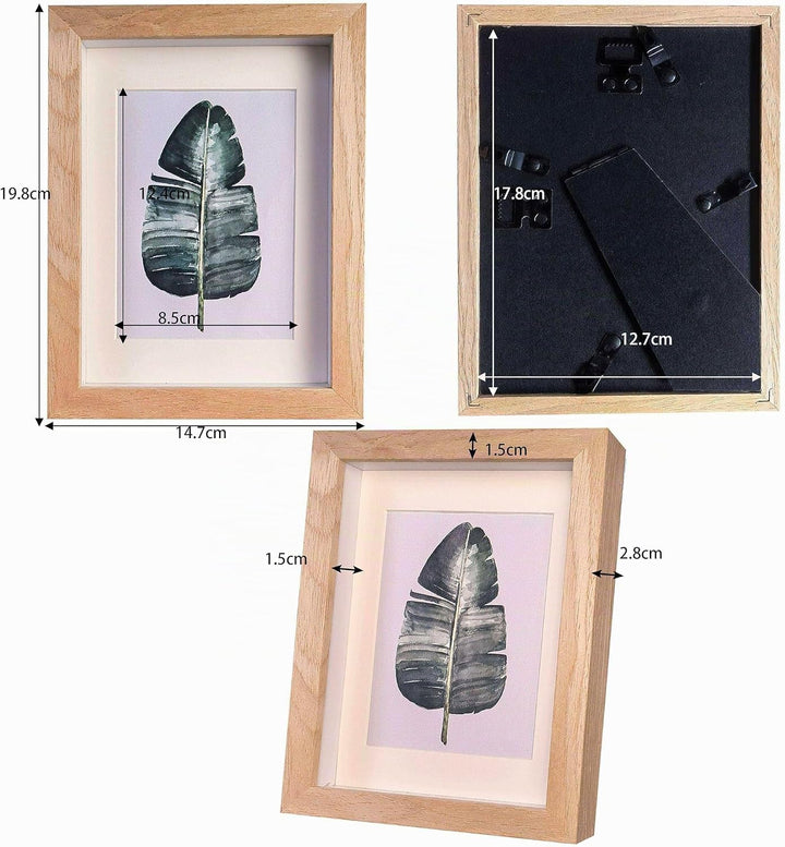 Houstimi 3D Bilderrahmen zum Befüllen Bilderrahmen Holz 13x18cm 2 Pack Natural Fotorahmen aus Massiv