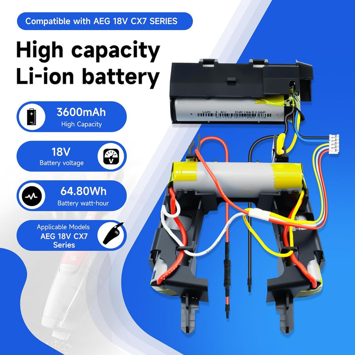 CITYORK 18V 3600mAh Lithium Battery for Electrolux AEG CX7,Compatible with AEG CX7-2-45AN,CX7-2-35RM