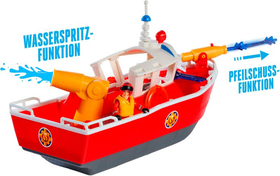 Simba 109252580 - Feuerwehrmann Sam Feuerwehrboot Titan, 32cm, schwimmendes Spielzeug-Schiff, ab 3 J