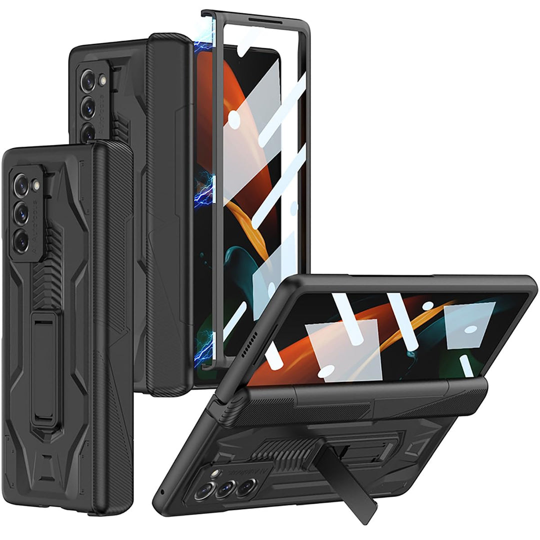 Miimall Schutzhülle Kompatibel mit Samsung Galaxy Z Fold 2 Hülle mit Ständer, Robust PC Handyhülle m