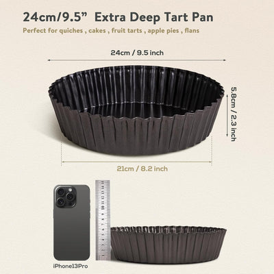 Highkit Tarteform mit Hebeboden 24 cm Quicheform Hoher Rand, Apple Pie Form, Antihaftbeschichtete Qu