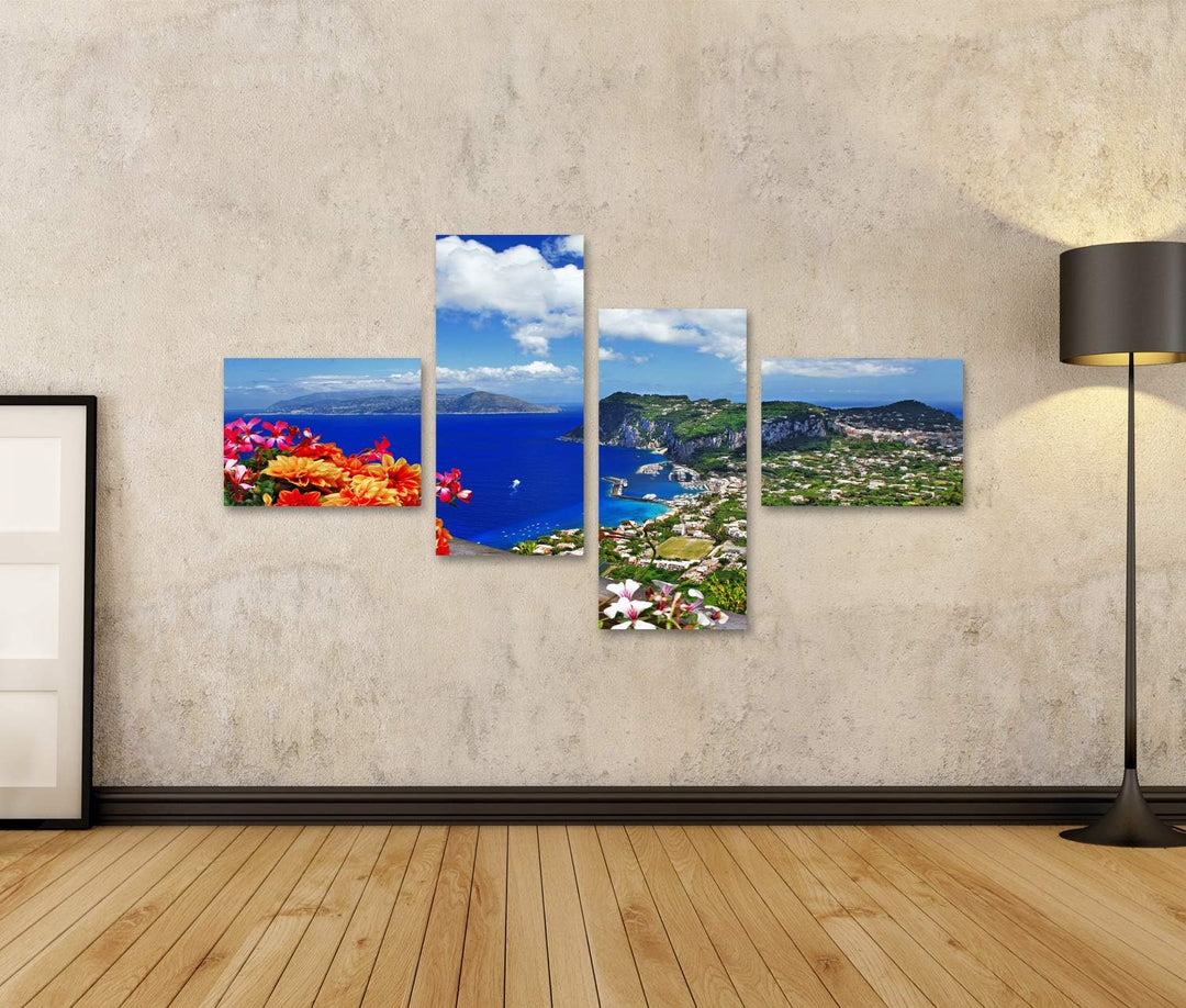 Bild Bilder auf Leinwand malerische Insel Capri Italien Wandbild Poster Leinwandbild RDJ 150x80cm -