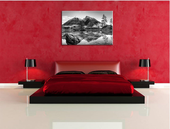 Pixxprint Sonnenaufgang am Hintersee als Leinwandbild/Grösse: 100x70 cm/Wandbild/Kunstdruck/fertig b