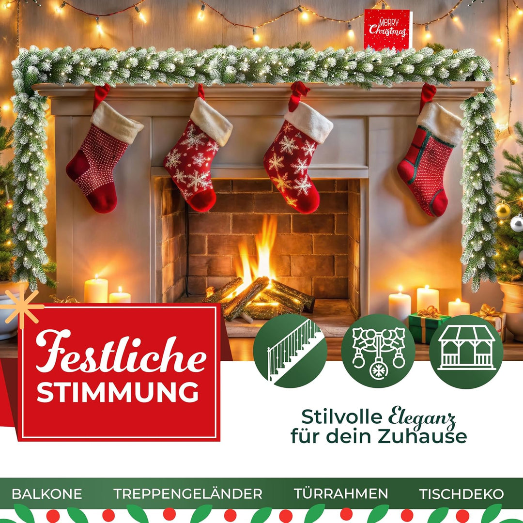 KESSER® Weihnachtsgirlande 10m mit Beleuchtung 200 LEDs - Timer - LED Kette 8 Leuchtmodi - Weihnacht