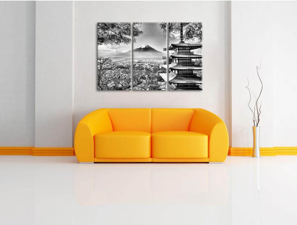 Pixxprint Japanischer Tempel im Herbst als Leinwandbild/Grösse: 3 Teilig (120x80) cm/Wandbild/Kunstd