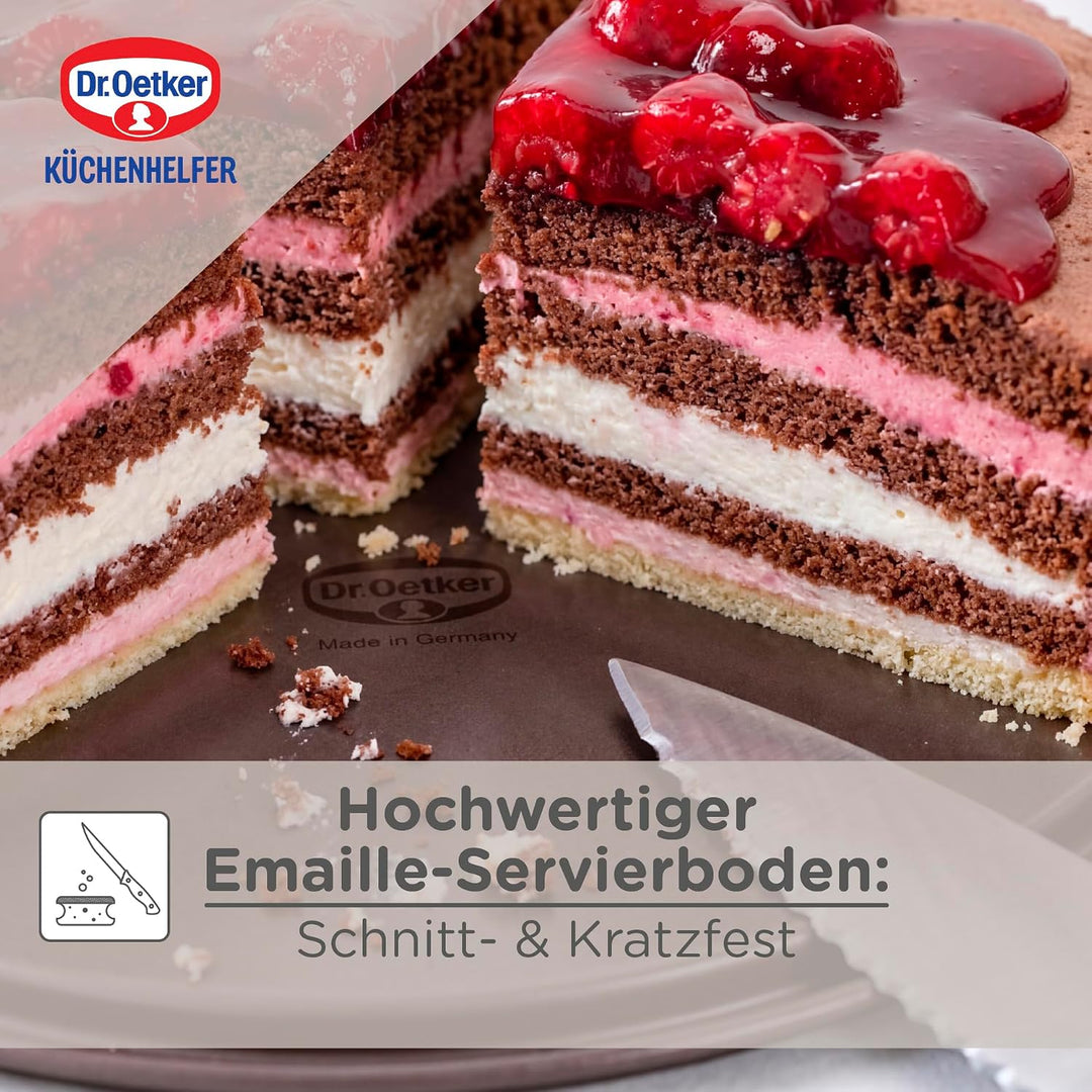 Dr. Oetker Springform Ø 26 cm, Backform der Serie Back-Edition mit Emaille-Servierboden, runde Kuche