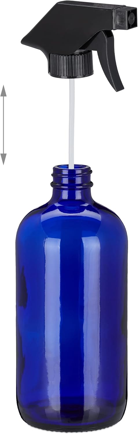 Relaxdays Sprühflasche Glas, 2er Set, 500 ml, nachfüllbar, Nebel & Strahl, Haarpflege, Reinigung, Ze