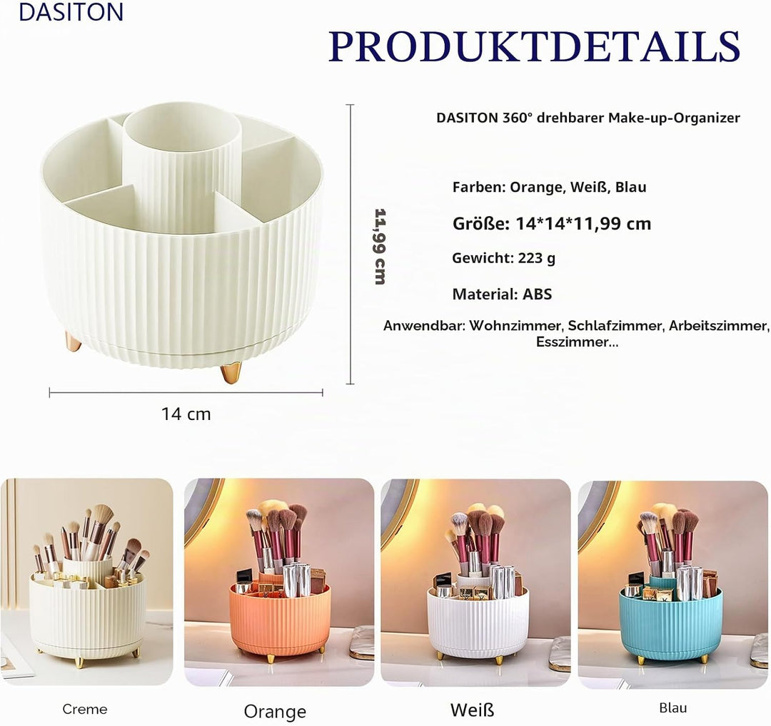 DASITON Make up Kosmetik Organizer mit 5 Fächern,360° Drehbarer Pinsel Organizer,Grosser Kapazität S