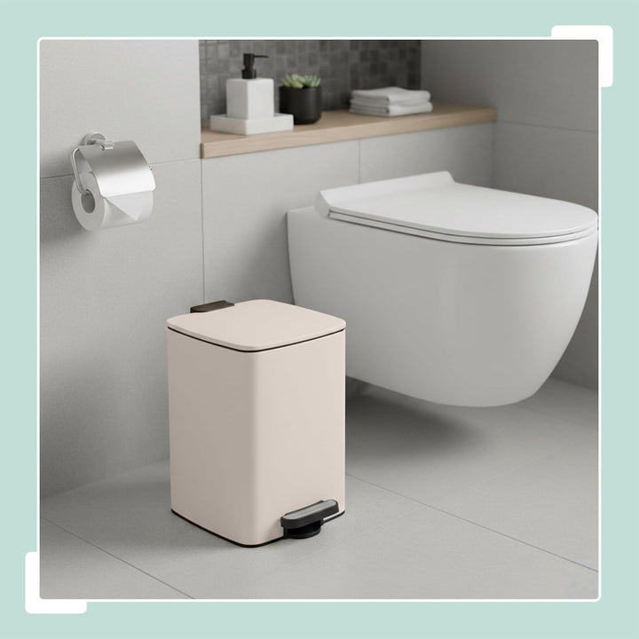 Relaxdays Mülleimer Küche, 20 Liter, Absenkautomatik, beige, Beige